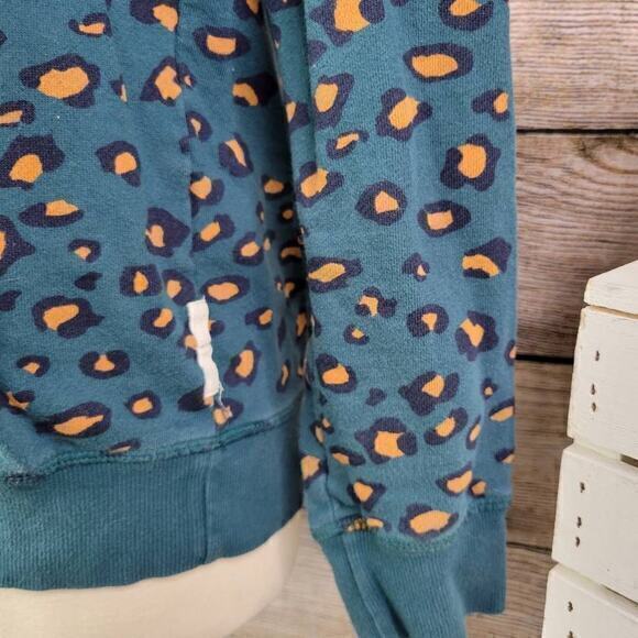 Koto Women's Cheetah Print Crew Neck Pullover Sweater Teal Blue Brown Size Small - Picture 4 of 7